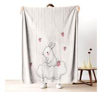 Gklnmcx Couverture Flanelle Lapin Fraise De Dessin Animé Mignon, Couverture Décorative Animaux Kawaii, Couverture Chaude Et Confortable 150 X 200 pour Chambre À Coucher, Lit, Canapé