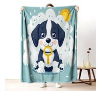 Gklnmcx Couverture Flanelle Motif Chien Kawaii, Couverture Chiot De Dessin Animé Mignon Polaire, Plaid Douce Adulte Canapé Chaude Et Confortable pour Chambre À Coucher, Salon, Lit 80 X 150