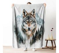 Gklnmcx Couverture Flanelle Motif Loup, Plaid Décorative Animal Sauvage Animaux De La Jungle, Couverture Décorative Chaude Et Confortable 200 X 200 pour Chambre À Coucher, Lit, Canapé