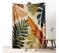 Gklnmcx Couverture Flanelle Palmier Feuilles, Couverture Chaude et Confortable 150 x 200 pour Chambre à Coucher, lit, canapé