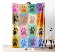 Gklnmcx Couverture Flanelle Pattes De Chien Animaux De Compagnie, Couverture Décorative Carreaux Animal Mignon, Couverture Chaude Et Confortable 150 X 200 pour Chambre À Coucher, Lit, Canapé