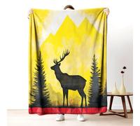Gklnmcx Couverture Polaire Cerf Animaux De La Forêt, Couvertures Animaux De La Jungle Peluche, Couverture en Flanelle 180 X 200 pour Toutes Les Saisons