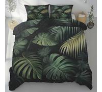 Gklnmcx Palmier Tropical Housse de Couette 90x190, Monstera Plante Feuilles Parure de Lit Microfibre, Ensemble Literie 3 Pièces Fermeture Éclair, 2 Taies d'oreiller 65x65