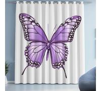 Gklnmcx Rideau À Oeillets Papillon Pourpre, Anti Froid Thermique Isolant, Rideau Animal Moderne Occultant, Opaque Anti Bruit, Rideaux Lot De 2 70L X 245H cm,