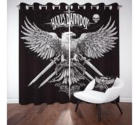 Gklnmcx Rideau Aigle Steampunk Gothique Thermique Isolant Anti Froid, Rideau Tête de Mort Médiéval Cool Occultant, OpaqueIntérieurs Salon Draperies Lot de 2 à Oeillets 117x137