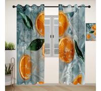 Gklnmcx Rideau Occultant Fruit Orange, Rideaux Plante Feuilles Summer Anti Froid Thermique Isolant, Lot de 2 132L x 158H Rideau à Oeillets, pour Chambre, Salon