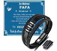Gkmamrg Cadeau de fête des pères - Cadeau pour papa - Gravure « Bester Papa » - Bracelet en cuir - Cadeau pour papa, 21cm, Cuir, 0