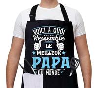 Gkmamrg Cadeau Fete des Peres Tablier Cuisine - Cadeau Papa - Tablier Réglable Chef Tabliers pour Cuisine,BBQ,Jardinage Restaurant,Barbecue,Café Cadeau Pere