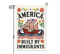 Gkodw Drapeau de jardin « America Was Built By Immigrants », drapeaux de jardin floraux amusants pour l'extérieur, drapeau pro immigrant résistant au racisme, anti-raciste, patriotique, justice