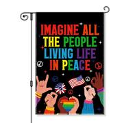 Gkodw Imagine All The People Living Life In Peace Drapeau de jardin amusant pour l'extérieur, la paix et l'unité, décoration de pelouse, décoration de pelouse, inclusion d'égalité, justice sociale