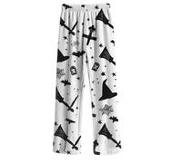 Gkojhj Halloween Pyjama Pantalon Femmes Flanelle Pyjamas Filles Polaire Chaud Dessin Animé en Laine Citrouille à La Mode Pyjamas Flannel Pantalons Femme Hiver Imprimé Maison DéContracté Pantalon
