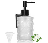 GKSCXEXE Distributeur de savon mural en verre - 330 ml - Sans perçage - Pour shampoing, gel douche - Distributeur de savon mural avec entonnoir - Pour la maison, l'hôtel - Blanc
