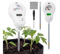 Gkstly 6 en 1 Testeur de Sol Réglable Testeur d'humidité du Sol Plantes Multifonctionnel Testeur de pH du Sol Fertilité/Température/Lumière/Humidité Ambiante avec Sonde Amovible pour Jardin Pelouse