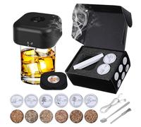 Gkstly Kit de Fumage Électrique pour Cocktails, Fumoir à Whisky avec 6 Saveurs Copeaux de Bois, Kit de Fumage de Whisky Rechargeable sans Flamme Cadeaux d'anniversaire pour Homme, Mari ou Père