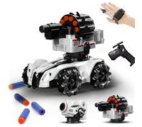 Gkstly Voiture Télécommandée, 2.4GHz Gesture RC Car 360° Rotation Drifting 4WD Battle Stunt Car 2 tourelles remplaçables Musique Télécommande Tank Blow Bubble Shoot Mousse Fléchettes Jouet Cadeaux