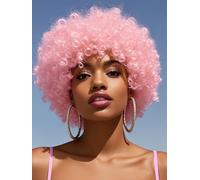 GKtineke Perruques afro roses pour femme noire - 20,3 cm - Style disco années 70 - Perruque afro bou pour Halloween - Rose