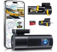 GKU 4K Dashcam Voiture Avant Arrière, 5GHz WiFi GPS, 2160P+1080P Camera Voiture,1.5'' IPS Caméra Embarquée Voiture avec Carte SD 64G, G-Capteur, Mode Stationnement 24H, Vision Nocturne, WDR