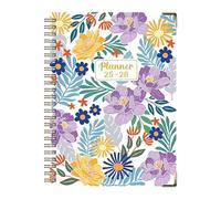Gkumgwo Agenda - Carnet A5 - Format A5 - Couverture épaisse - Juillet 2025 - Juin 2026 - Motif floral - Classeur à anneaux pour notes, croquis, planification