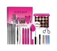 Gkumgwo Kit de maquillage, maquillage des yeux, Les yeux professionnels composent des kits, Mascara, palette de fards à paupières, cureur de cils, pochoir de tampon à sourcils, pinceau à paupières, et