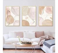 GKUVBF Affiche abstraite bohème géométrique beige, peinture sur toile, art mural, impression, image, décoration d'intérieur, chambre à coucher, salon, 30 x 45 cm, 3 pièces, sans cadre