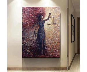 GKUVBF Affiche abstraite représentant la déesse de la justice, inspirée de la balance des dieux, sur toile (80 x 120 cm, sans cadre).