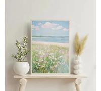 GKUVBF Affiche abstraite tendance rose pastel, plage, océan, voilier, toile, décoration murale moderne (50 x 70 cm, sans cadre)