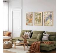 GKUVBF Affiche Art Nouveau d'Alphonse Maria Mucha, peinture sur toile vintage française victorienne, décoration murale pour salon (50 x 70 cm, 3 pièces sans cadre)