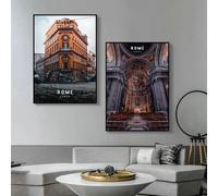 GKUVBF Affiche de voyage de la ville de Rome, architecture antique, impression sur toile, peinture murale, décoration d'intérieur moderne, 40 x 60 cm, 2 pièces, sans cadre