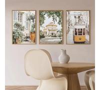 GKUVBF Affiche de voyage européenne au Portugal, impression neutre sur toile, peinture murale, décoration d'intérieur, 50 x 70 cm, 3 pièces, sans cadre