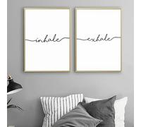 GKUVBF Affiche de yoga « Inspirer Expirer » avec lettres minimalistes, peinture sur toile, impression d'art, décoration murale pour salon ou maison (30 x 40 cm / 2 pièces sans cadre)