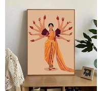 GKUVBF Affiche Femmes Puissantes, Danses Asiatiques du Sud de l'Inde, Danse Classique Indienne, Tamil Boho Bharatanatyam, Décoration sur Toile (30x40cm/Sans Cadre)