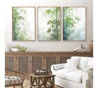 GKUVBF Affiche Feuille de Bambou Zen Chinois Abstrait Peinture sur Toile Impression Art Mural pour Salon Décoration Intérieure (30x40cm/3 Pièces Sans Cadre)