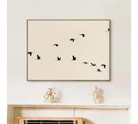 GKUVBF Affiche minimaliste horizontale noire avec silhouette d'oiseaux volants et animaux, peinture sur toile, images murales, décoration de salon, 50 x 70 cm, sans cadre