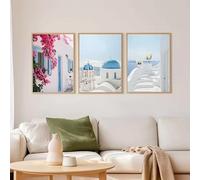 GKUVBF Affiche murale bohème en Grèce, sur la côte de Santorin, avec une architecture méditerranéenne et des paysages (70 x 100 cm / 3 pièces sans cadre).