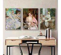 GKUVBF Affiche rétro Lady Helen Vincent John Singer Sargent Beauty Woman, affiche d'art rose, peinture sur toile, décoration d'intérieur, 30 x 45 cm, 3 pièces, sans cadre