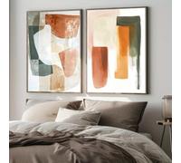 GKUVBF Affiche sur toile abstraite géométrique bohème, forme simple verte, décoration murale moderne pour salon (40 x 50 cm / 2 pièces sans cadre)