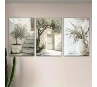 GKUVBF Affiche sur toile, olivier rétro, paysage méditerranéen, décoration murale pour chambre, cuisine, couloir, 60 x 80 cm, lot de 3 pièces, sans cadre