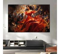 GKUVBF Affiche sur toile représentant une danseuse de flamenco espagnole colorée et abstraite en jupe rouge (80 x 120 cm, sans cadre) - Décoration intérieure