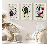 GKUVBF Affiche surréaliste de Joan Miró, reproduction d'une œuvre d'art sur toile pour la décoration murale du salon (40 x 60 cm x 3 / cadre intérieur)