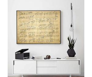 GKUVBF Affiche vintage de la partition de la sonate au clair de lune, peinture sur toile de Ludwig van Beethoven, œuvres d'art, décoration murale, impressions sur toile, 50 x 70 cm, sans cadre