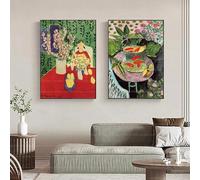 GKUVBF Affiche vintage Henri Matisse, série Fleurs, toile, impressions, paysage, art mural, décoration murale (80 x 120 cm, 2 pièces, sans cadre)