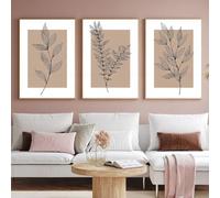 GKUVBF Affiches d'art botanique bohème, art mural, peinture sur toile, imprimé végétal minimaliste, photos neutres, décoration de salon et d'intérieur (70 x 100 cm, 3 pièces sans cadre)