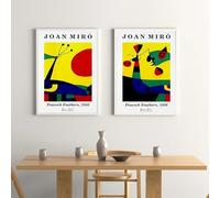 GKUVBF Affiches de Joan Miro, exposition abstraite, art mural, peinture sur toile, plumes de paon, images murales pour salon, décoration d'intérieur (40 x 50 cm, 2 pièces sans cadre)