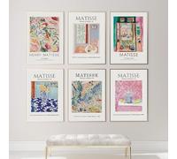 GKUVBF Affiches et impressions de Matisse sur toile, peinture murale, art floral, décoration d'intérieur (30 x 40 cm, 6 pièces, sans cadre)