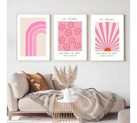 GKUVBF Affiches et impressions sur toile de l'exposition Matisse, esthétique rétro abstraite, rose et orange, décoration de chambre à coucher (60 x 80 cm, 3 pièces sans cadre)