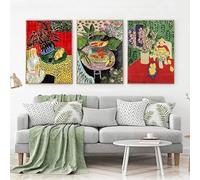 GKUVBF Affiches et imprimés vintage Henri Matisse, série Fleurs, peintures sur toile, paysage, art mural, décoration murale pour la maison (50 x 70 cm, 3 pièces, sans cadre)
