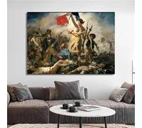 GKUVBF Artiste Eugène Delacroix, La Liberté guidant le peuple, affiche de la Révolution française, Marianne, peinture sur toile, décoration d'intérieur moderne (50 x 75 cm, sans cadre)