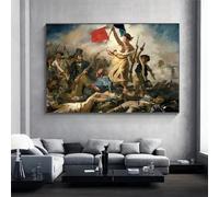 GKUVBF Artiste Eugène Delacroix La Liberté guidant le peuple Affiche Toile Peinture Révolution française Marianne Art mural Décoration d'intérieur 80x120cm Sans cadre