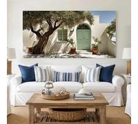 GKUVBF Cour méditerranéenne classique verte, affiche et impressions sur toile, tableau décoratif mural (20x40cm/sans cadre)