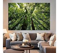 GKUVBF Décoration murale sur toile représentant une forêt brumeuse, avec des nuages, des montagnes vertes et des arbres (60 x 80 cm, sans cadre).